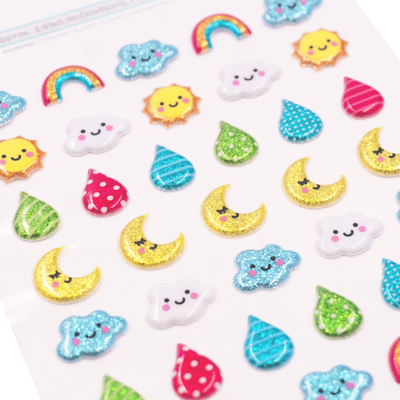 Angels Craft Puffy Stickers - Sparkle Weather Friends with Glitter Accents